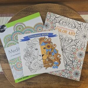 Coloring Book Set with Mandala and Floral Designs